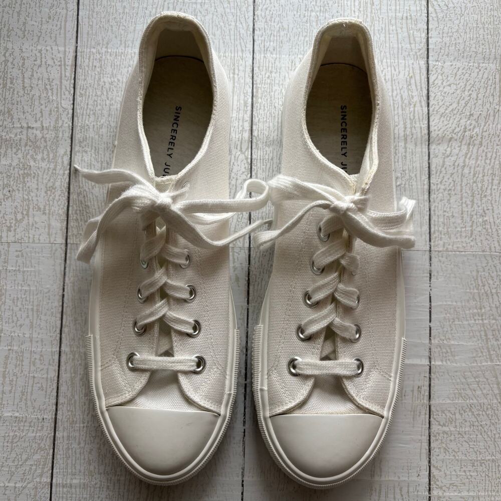 Sincerely Jules Vince White Canvas Low Top Sneakers 10